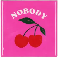 Daan Kromhout Design tegeltje keramiek nobody cherries 10x10cm pink kopen?