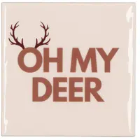 Daan Kromhout Design tegeltje keramiek oh my deer 10x10cm crème
