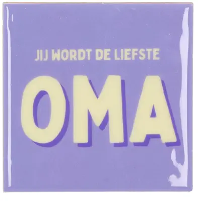 Daan Kromhout Design tegeltje keramiek oma 10x10cm purple