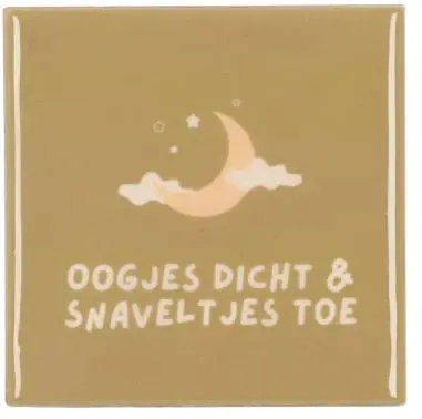 Daan Kromhout Design tegeltje keramiek oogjes dicht 10x10cm bruin