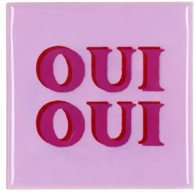 Daan Kromhout Design tegeltje keramiek oui oui 10x10cm purple