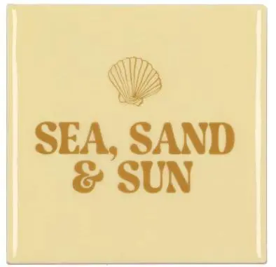 Daan Kromhout Design tegeltje keramiek sea sand sun 10x10cm beige