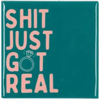 Daan Kromhout Design tegeltje keramiek shit just got real 10x10cm blauw