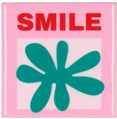 Daan Kromhout Design tegeltje keramiek smile 10x10cm pink