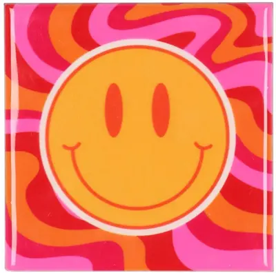 Daan Kromhout Design tegeltje keramiek smiley 10x10cm multi