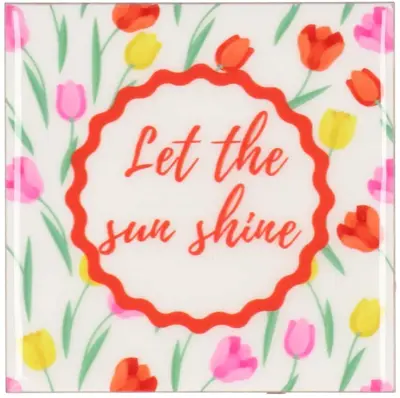 Daan Kromhout Design tegeltje keramiek sun shine 10x10cm white