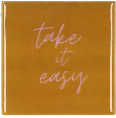 Daan Kromhout Design tegeltje keramiek take it easy 10x10cm brown