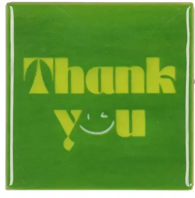 Daan Kromhout Design tegeltje keramiek thank you 10x10cm green