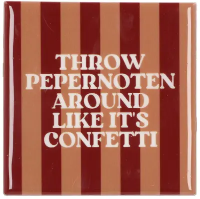 Daan Kromhout Design tegeltje keramiek throw pepernoten 10x10cm bruin