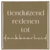 Daan Kromhout Design tegeltje keramiek tienduizend redenen 10x10cm brown