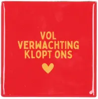 Daan Kromhout Design tegeltje keramiek vol verwachting 10x10cm rood kopen?