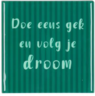 Daan Kromhout Design tegeltje keramiek volg je droom 10x10cm green