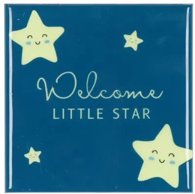 Daan Kromhout Design tegeltje keramiek welcome little star 10x10cm blue