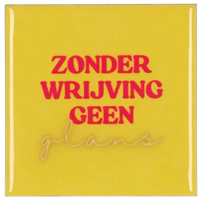 Daan Kromhout Design tegeltje keramiek zonder wrijving geen glans 10x10cm yellow
