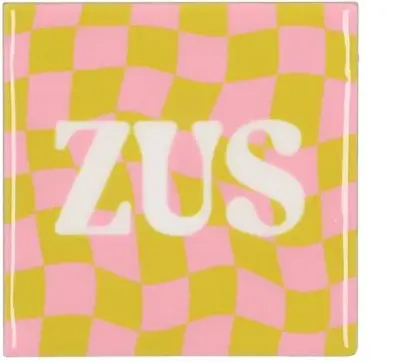 Daan Kromhout Design tegeltje keramiek zus 10x10cm pink, green