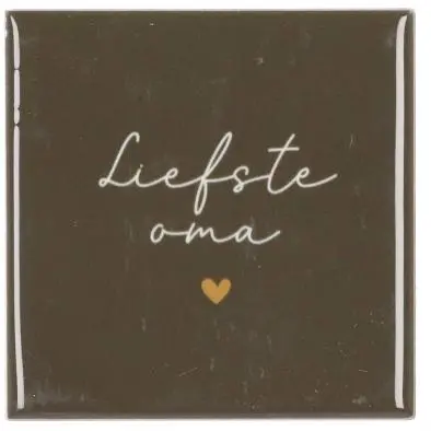 Daan Kromhout Design tegeltje  liefste oma 10x10cm groen