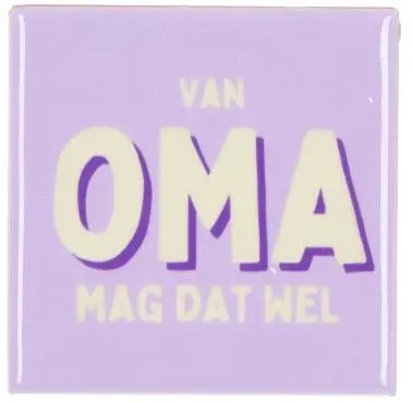 Daan Kromhout Design tegeltje  oma mag dat wel 10x10cm paars