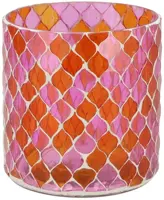 Daan Kromhout Design theelichthouder glas glowing mosaic 10x10cm fuchsia, oranje kopen?