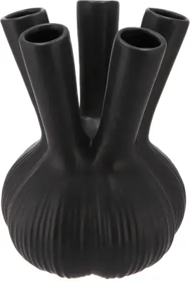 Daan Kromhout Design tulpenvaas aardewerk aglio straight 16x19cm zwart - afbeelding 1