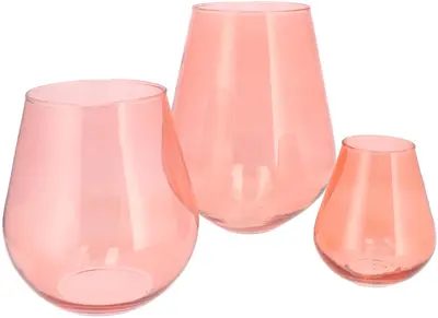 Daan Kromhout Design vaas glas mira 20x22cm roze - afbeelding 3