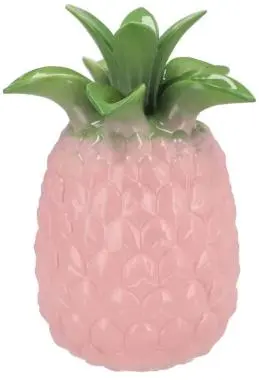 Daan Kromhout Design vaas keramiek pineapple tropical 14x18cm roze, groen - afbeelding 1