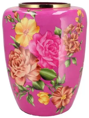 Daan Kromhout Design vaas metaal flower bouquet 33x45cm fuchsia - afbeelding 1