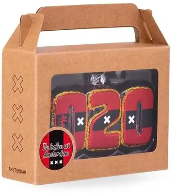 De Ballen Uit glazen kerstbal 020 9cm rood, zwart - afbeelding 3