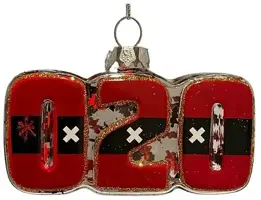 De Ballen Uit glazen kerstbal 020 9cm rood, zwart - afbeelding 1