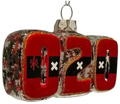 De Ballen Uit glazen kerstbal 020 9cm rood, zwart - afbeelding 2