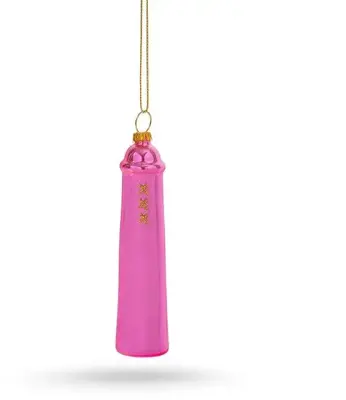 De Ballen Uit glazen kerstbal amsterdammertje 10.5cm fel roze - afbeelding 1