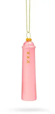 De Ballen Uit glazen kerstbal amsterdammertje 10.5cm mat roze - afbeelding 1