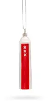 De Ballen Uit glazen kerstbal amsterdammertje 10.5cm rood, wit - afbeelding 1