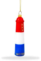 De Ballen Uit glazen kerstbal amsterdammertje 10.5cm rood, wit, blauw - afbeelding 2