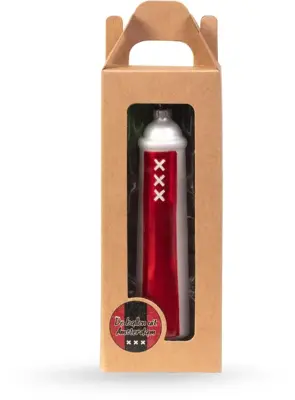 De Ballen Uit glazen kerstbal amsterdammertje 10.5cm rood, wit - afbeelding 2