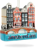 De Ballen Uit glazen kerstbal grachtenpand 9cm multi - afbeelding 2