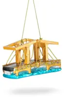 De Ballen Uit glazen kerstbal magere brug 10cm goud - afbeelding 2