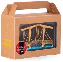 De Ballen Uit glazen kerstbal magere brug 10cm goud - afbeelding 3