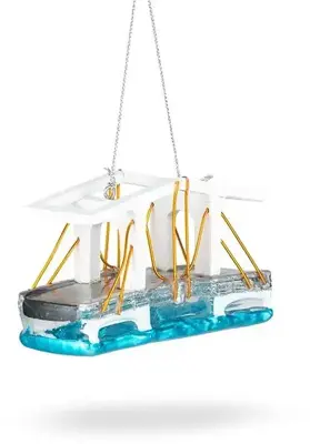 De Ballen Uit glazen kerstbal magere brug 10cm wit - afbeelding 2