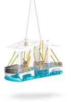 De Ballen Uit glazen kerstbal magere brug 10cm wit - afbeelding 2