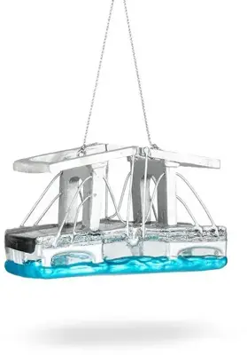 De Ballen Uit glazen kerstbal magere brug 10cm zilver - afbeelding 2