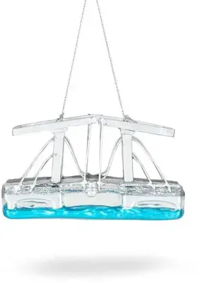 De Ballen Uit glazen kerstbal magere brug 10cm zilver - afbeelding 1