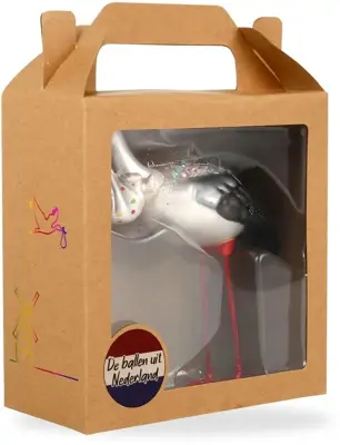 De Ballen Uit glazen kerstbal ooievaar met baby 15cm multi - afbeelding 3