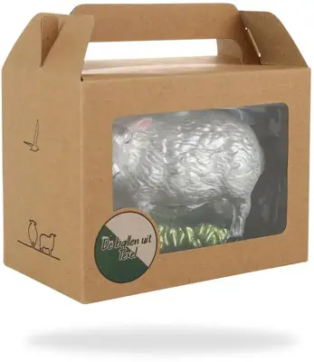 De Ballen Uit glazen kerstbal schaap 9cm wit - afbeelding 3