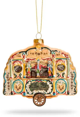 De Ballen Uit glazen kerstbal straatorgel 3 pruiken 11cm multi - afbeelding 1
