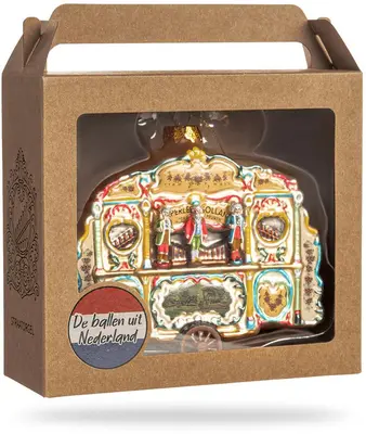 De Ballen Uit glazen kerstbal straatorgel 3 pruiken 12.5cm multi - afbeelding 3