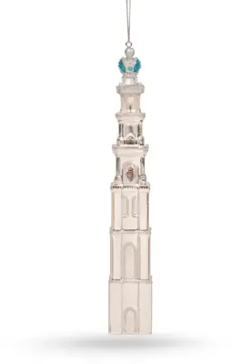 De Ballen Uit glazen kerstbal westertoren 21.5cm zilver - afbeelding 1