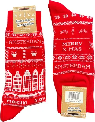 De Ballen Uit sokken amsterdam kerst maat 41-46 rood  - afbeelding 1