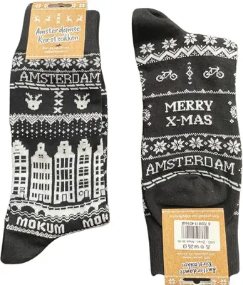 De Ballen Uit sokken amsterdam kerst maat 41-46 zwart  - afbeelding 1