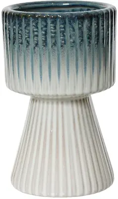 Decoris bloempot rond keramiek 12x19.5cm wit, blauw