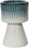 Decoris bloempot rond keramiek 12x19.5cm wit, blauw kopen?